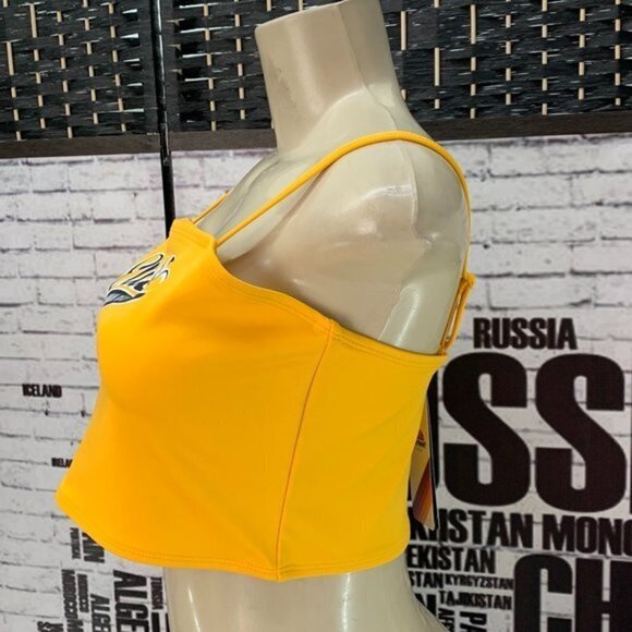 Ellesse XL Yellow Logo Double Layered Bra Top - Picture 4 of 6